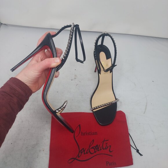 Christian Louboutin So Me Black Stud Spike Heel Sandal - Picture 1 of 12